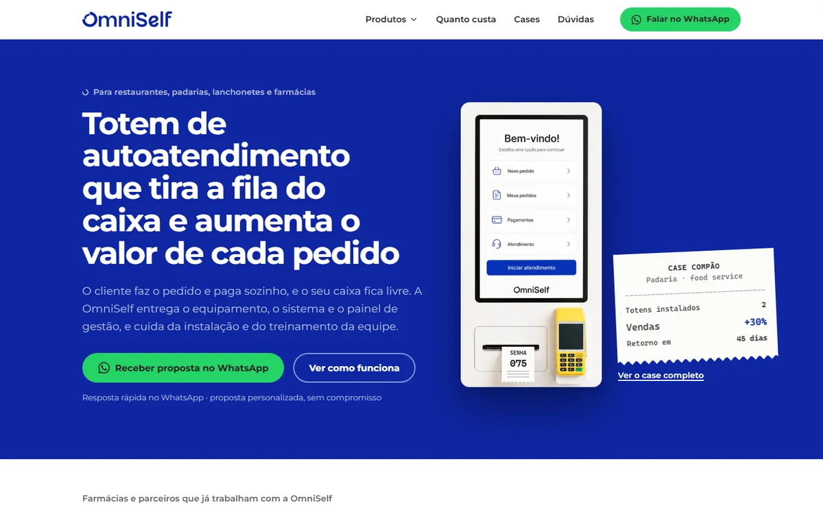Topo do site da OmniSelf no computador.