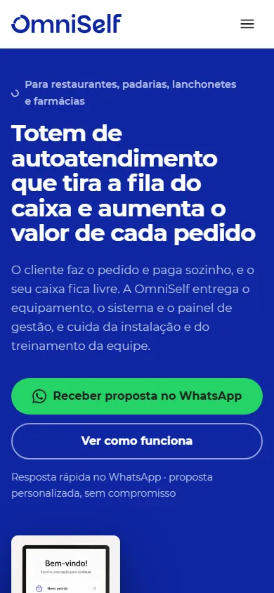 O mesmo site da OmniSelf no celular.